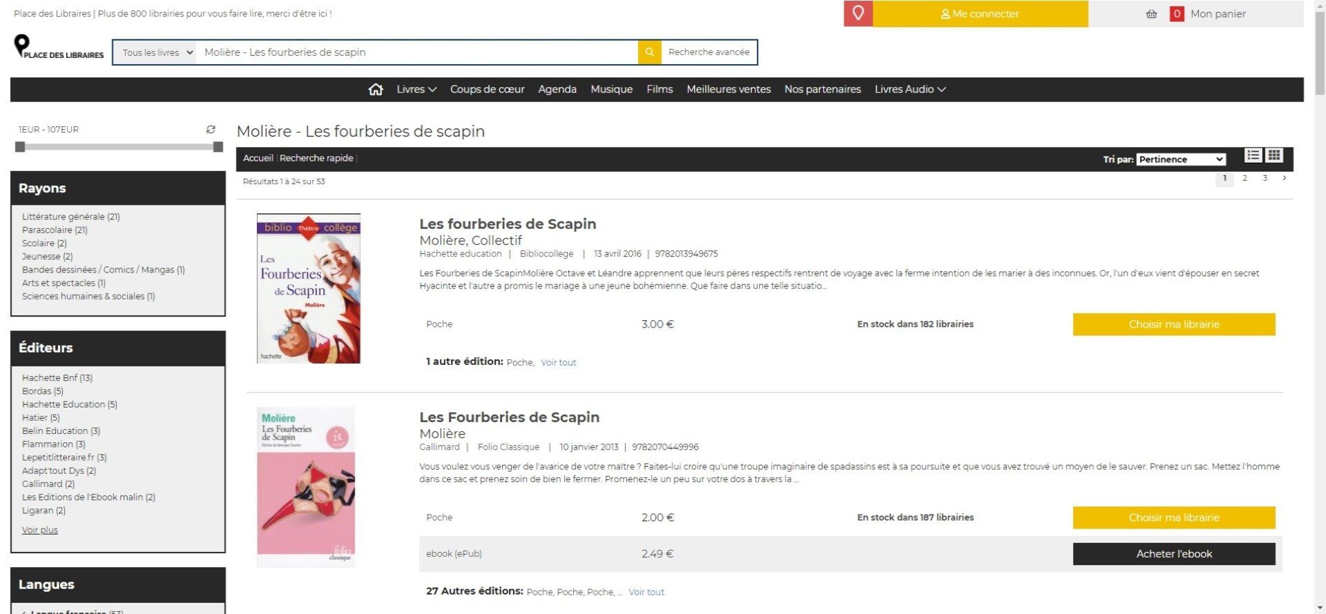 La plateforme met en lumière le bouton "Choisir ma librairie"