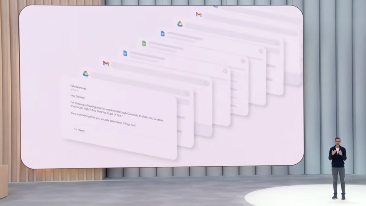 Sundar Pichai présente les réponses rapides avec Gemini dans Gmail © Google