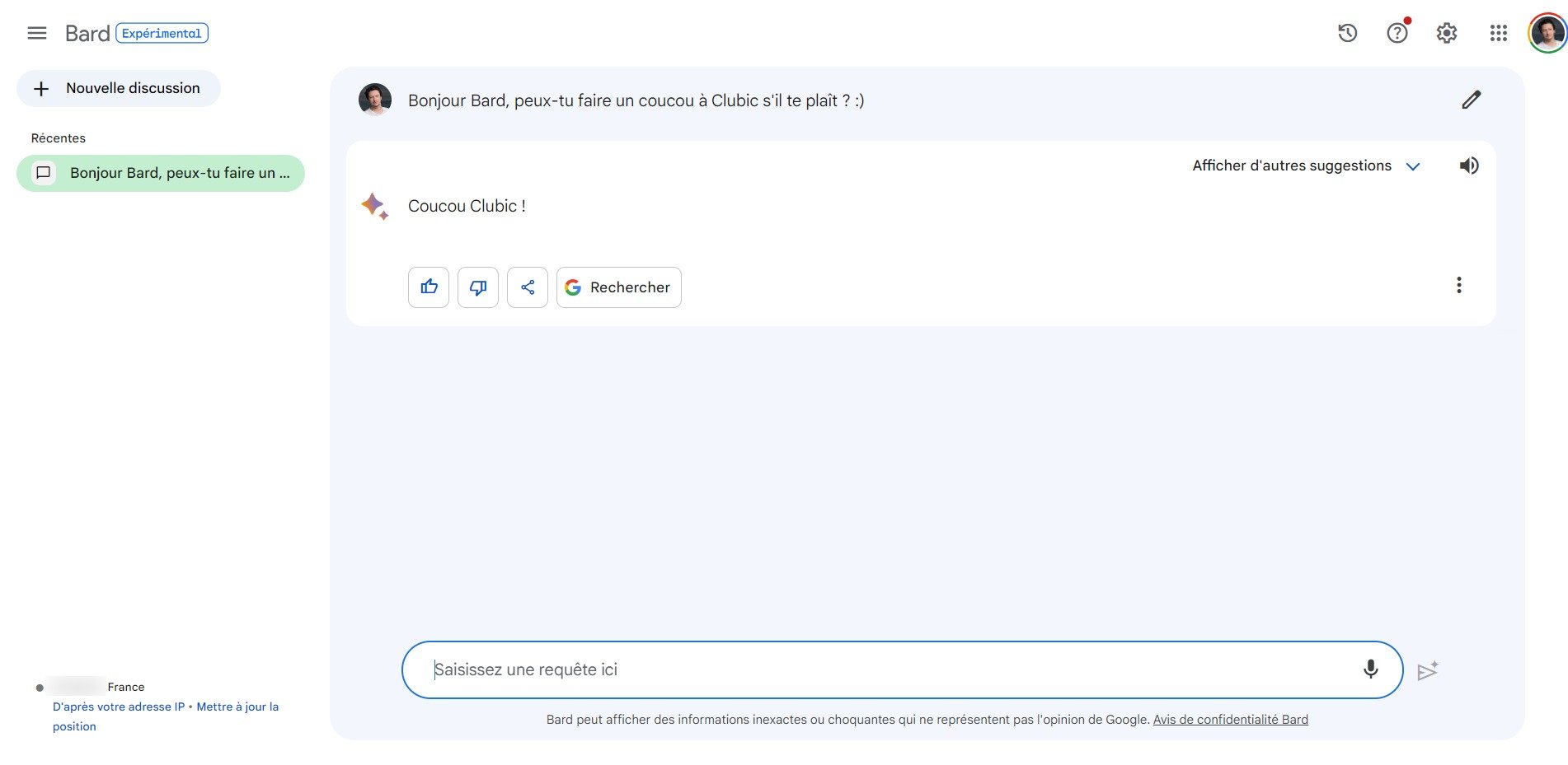 Google Bard est désormais disponible en France et en français © Alexandre Boero pour Clubic