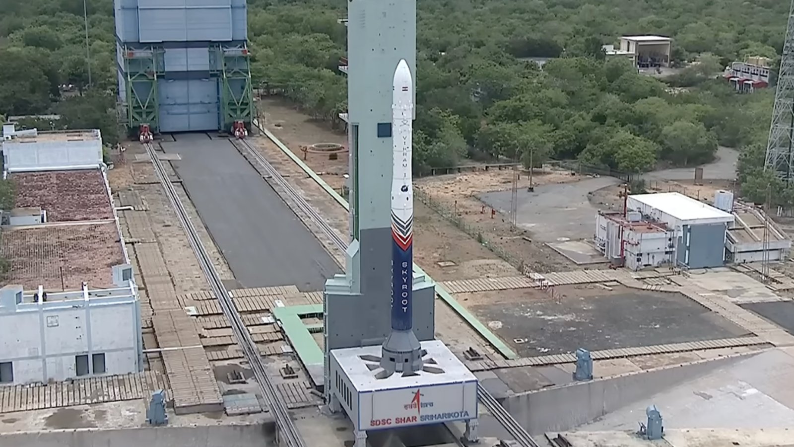 Vikram-1 sur son pas de tir. ©Skyroot Aerospace