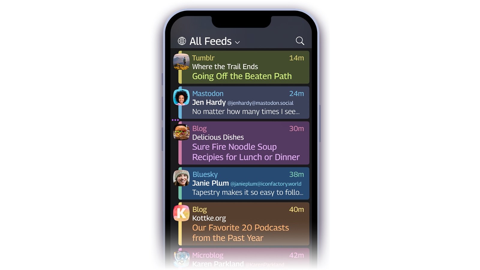 Un interface minimaliste pour se concentrer sur les actus © Tapestry