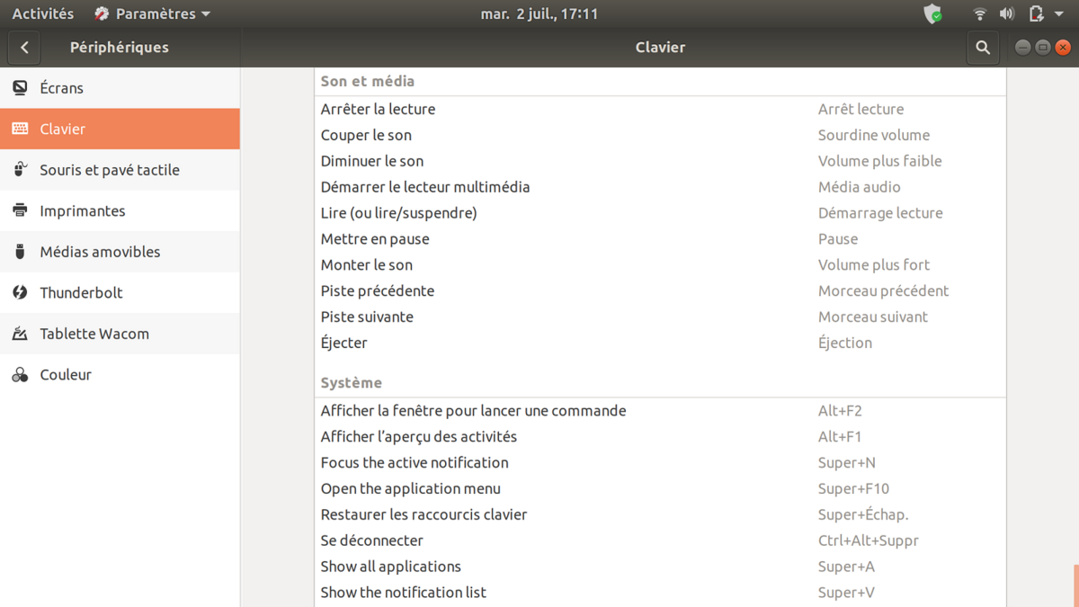 Raccourcis clavier Ubuntu 2