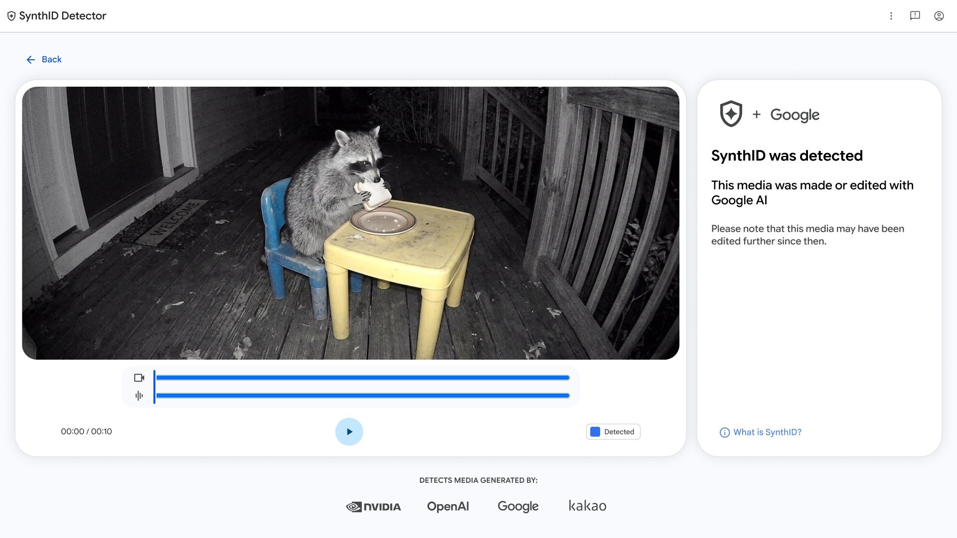 SynthID Detector recherche le filigrane invisible de Google dans les contenus potentiellement générés par IA. ©Google