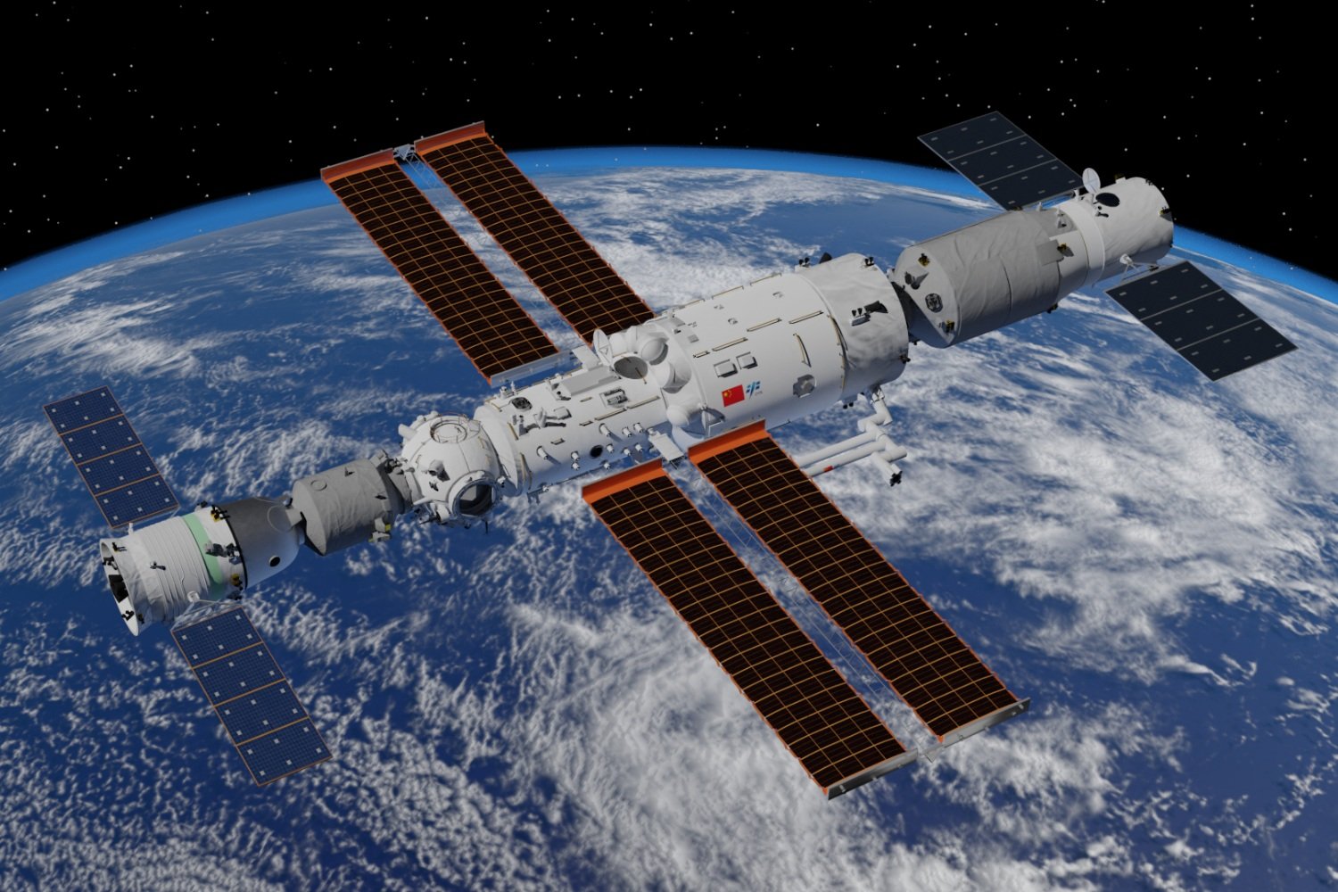 Illustration de la station spatiale chinoise, Tiangong. ©Shujianyang / Wikimédia