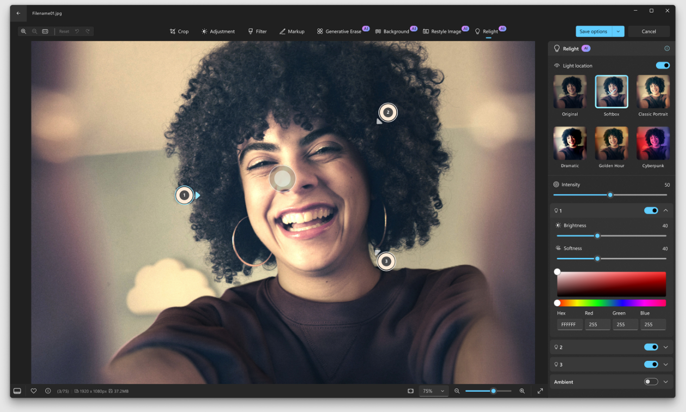 La nouvelle fonction Relight de Windows. © Microsoft