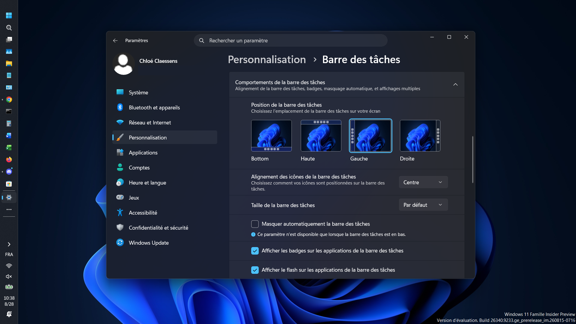 La nouvelle barre des tâches de Windows 11 n’est pas encore disponible sur votre PC ? Voici comment forcer son activation. © Clubic