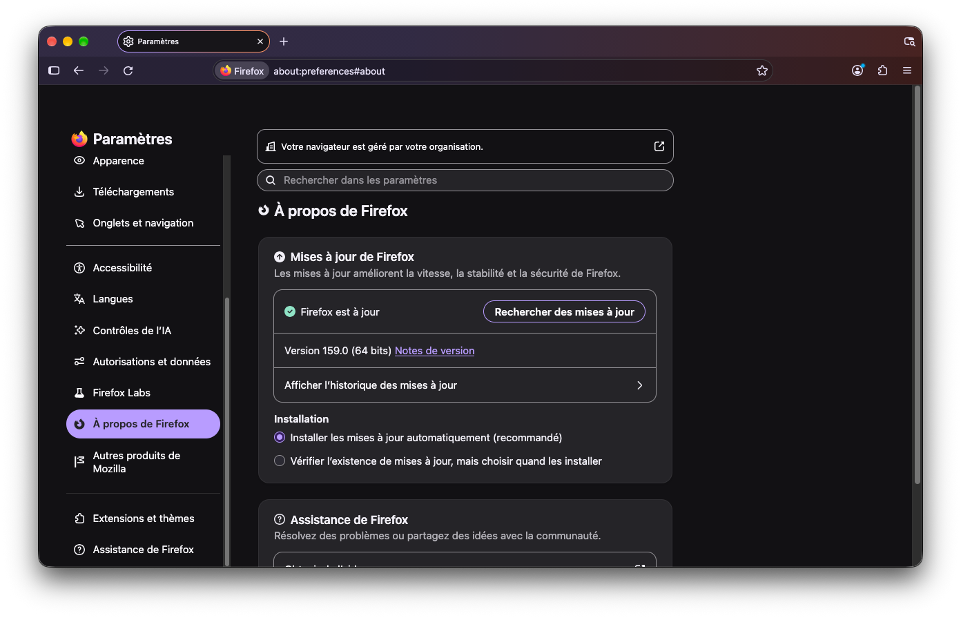 Si votre navigateur n'est pas automatiquement mis à jour, pensez à le faire vous même des les Paramètres > A propos de Firefox. © Clubic
