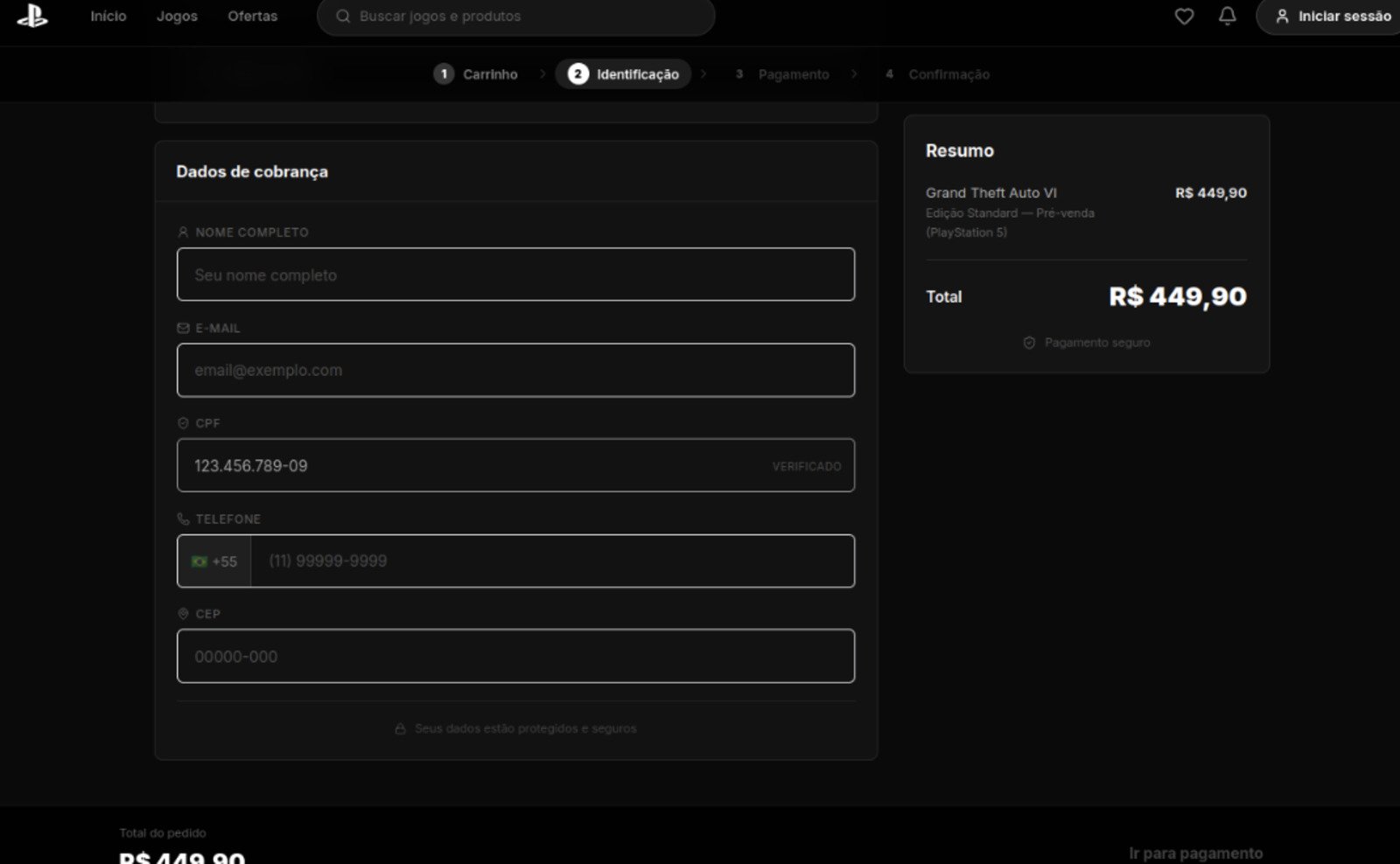 Exemple de faux site imitant le PlayStation Store, avec formulaire de paiement. © Kaspersky