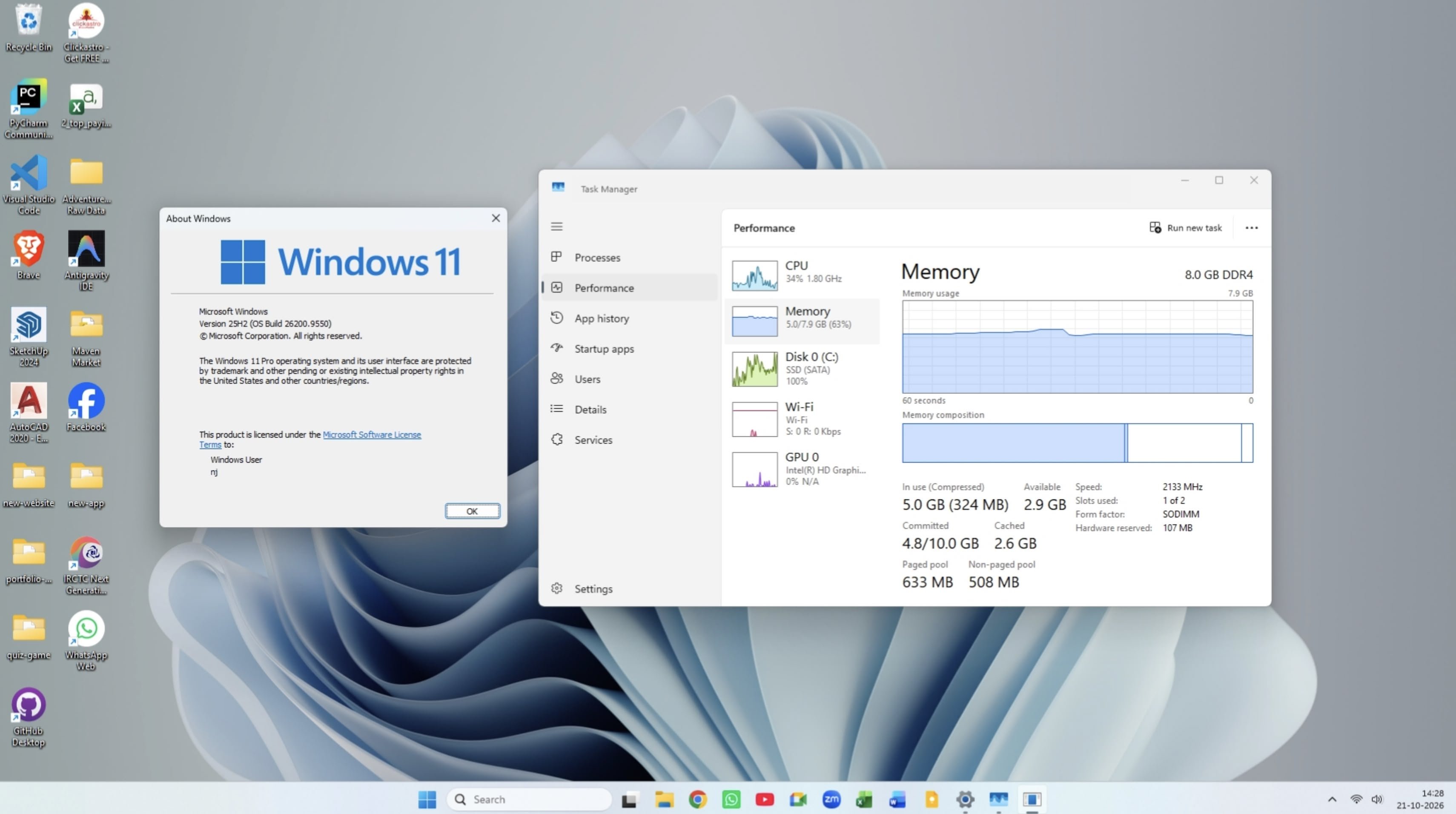 L'utilisation de la RAM sous Windows 11 25H2. © Windows Latest