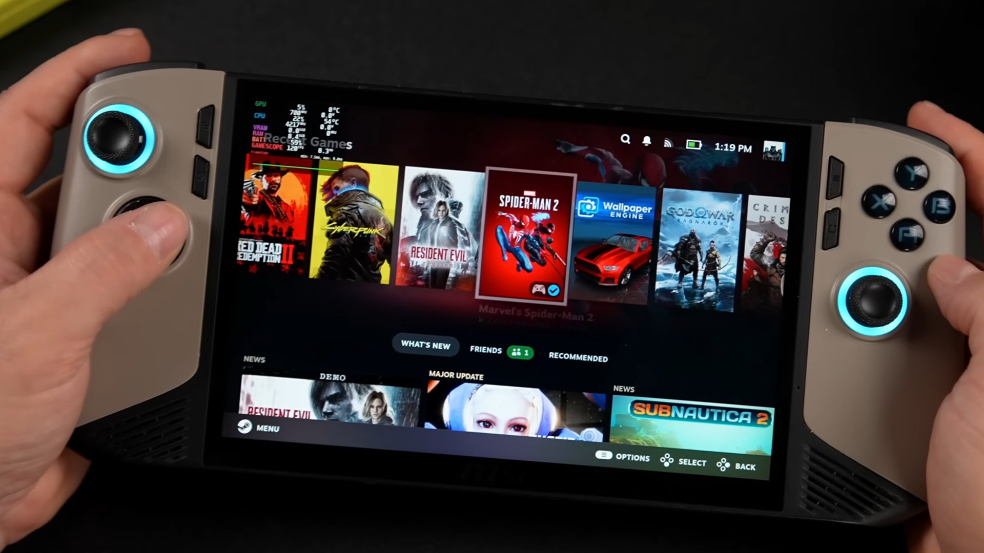SteamOS est maintenant compatible avec la Claw 8 AI+ de MSI. ©ETA Prime