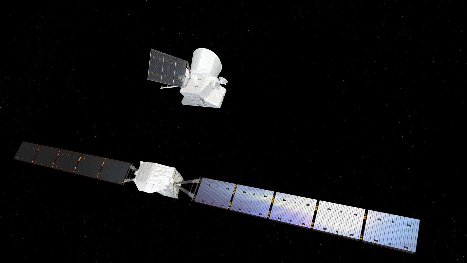 Représentation artistique montrant le module de transfert vers Mercure séparé de la sonde BepiColombo. ©ESA/ATG medialab