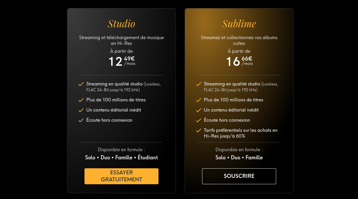 Les abonnements Qobuz