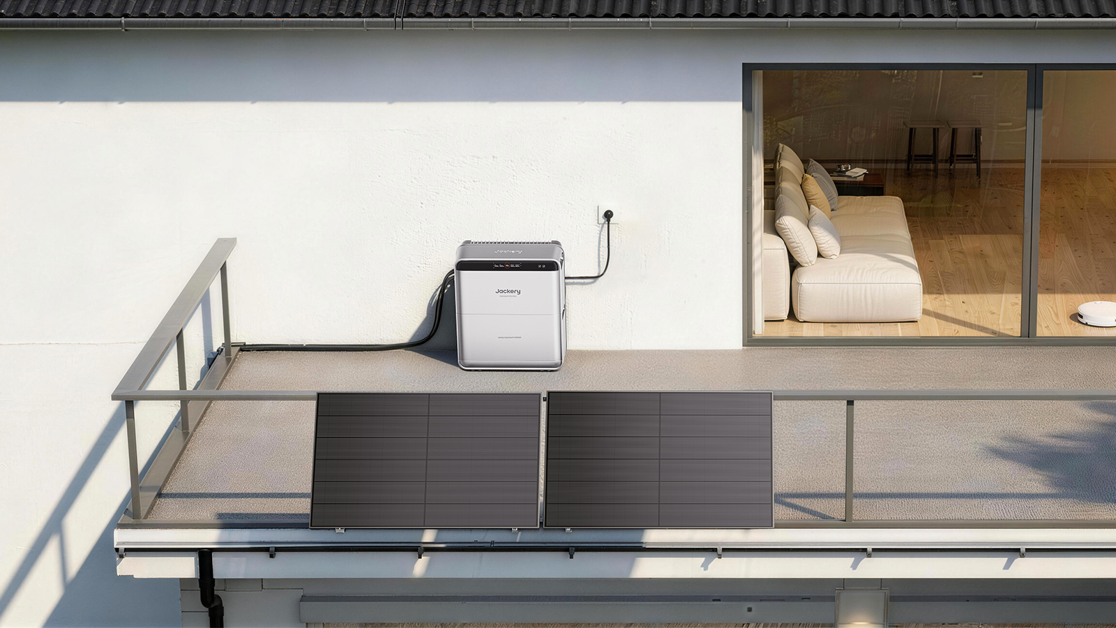 Jackery propose un dispositif plug-and-play s'installant en quelques minutes, suffisamment compact pour un balcon ou une terrasse. ©Jackery