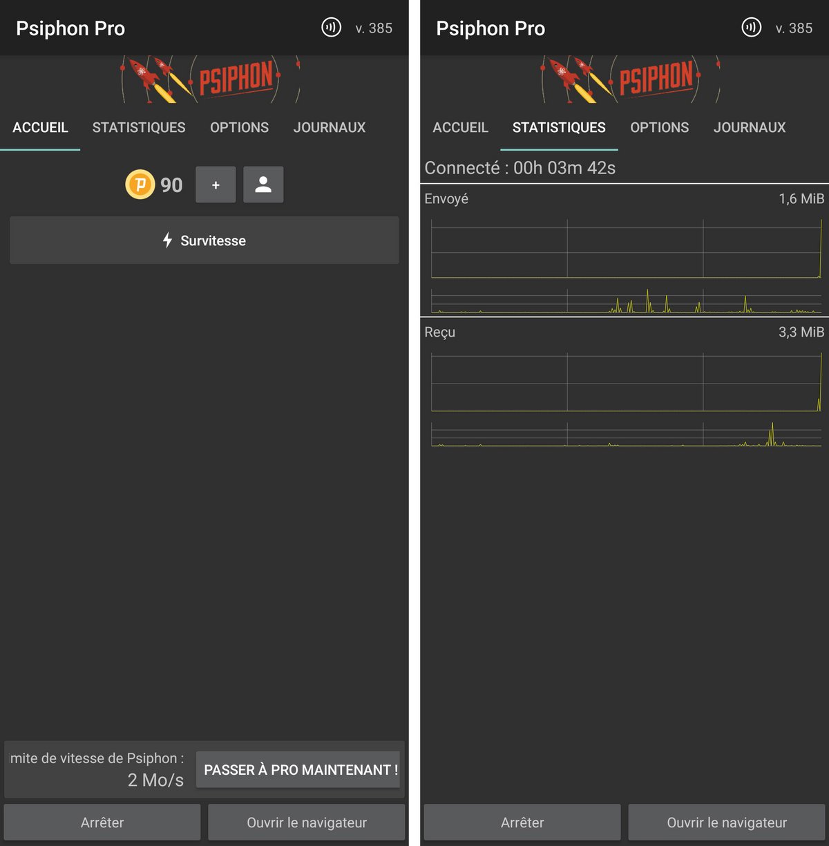 psiphon interface mobile