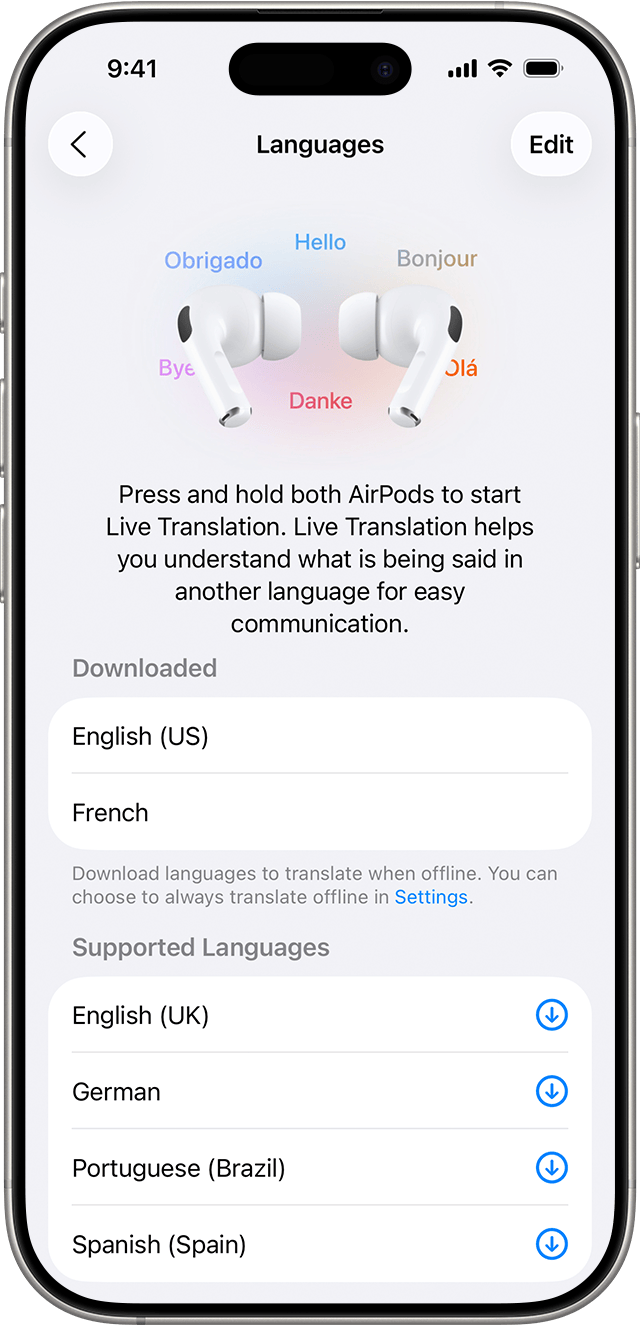 Les paramètres de la traduction