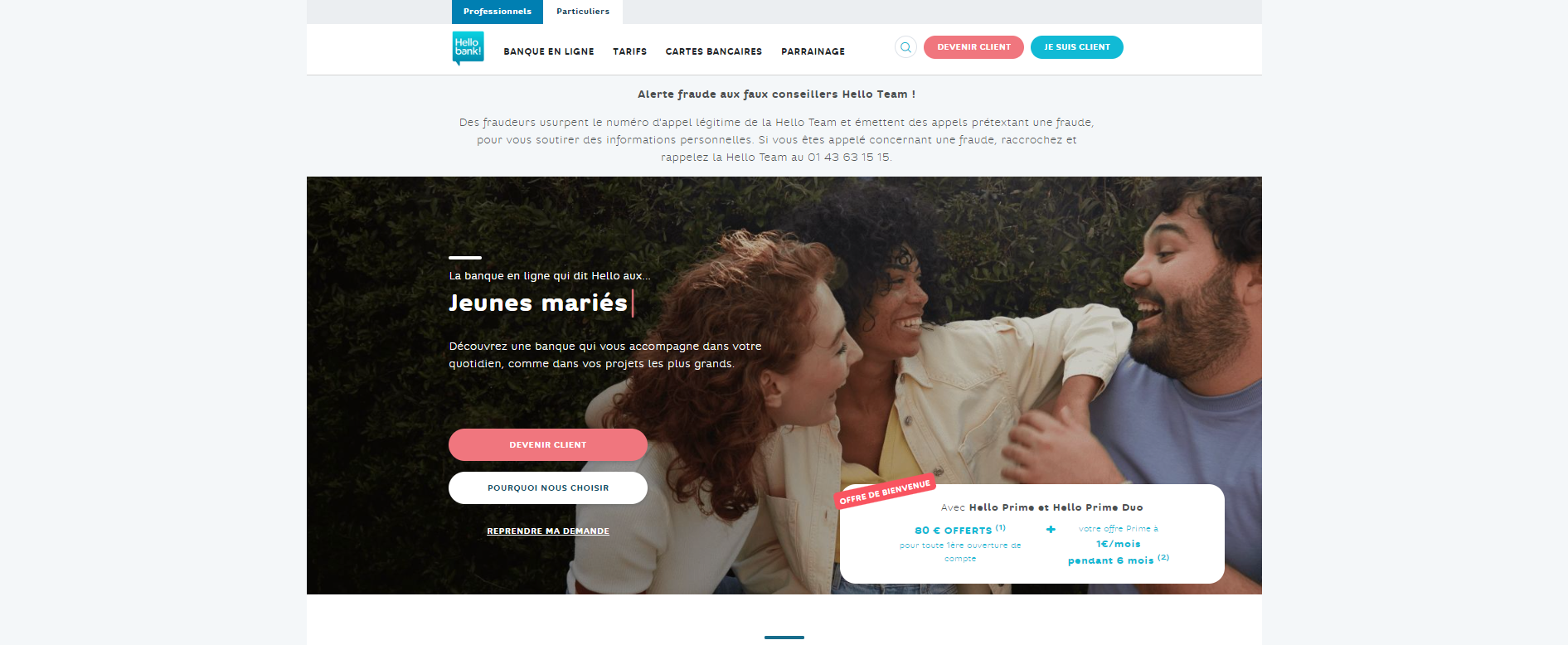 Accueil de la banque en ligne Hello Bank © HelloBank / BNP Paribas