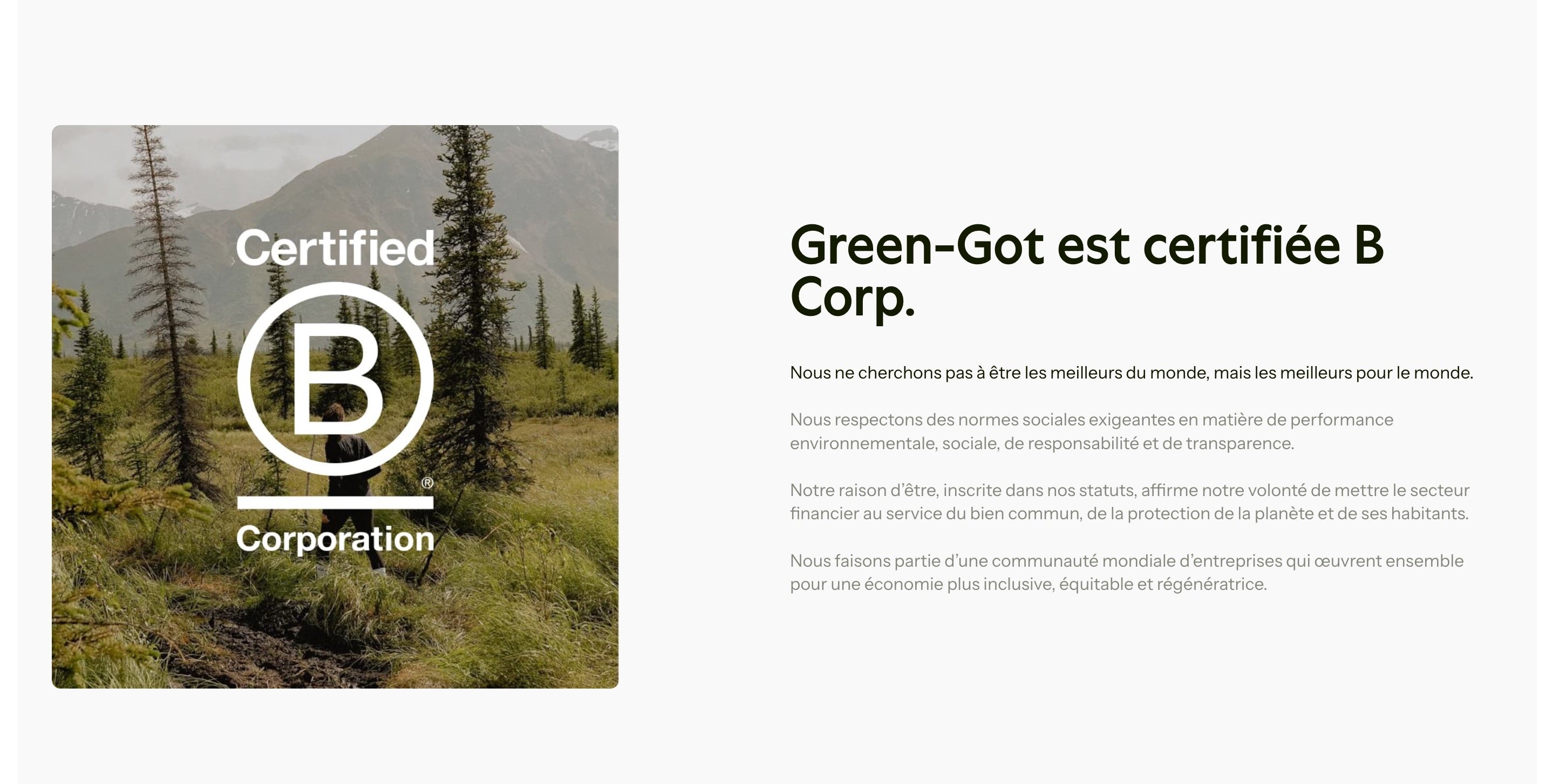 Une néobanque certifiée BCorp. ©Green-Got