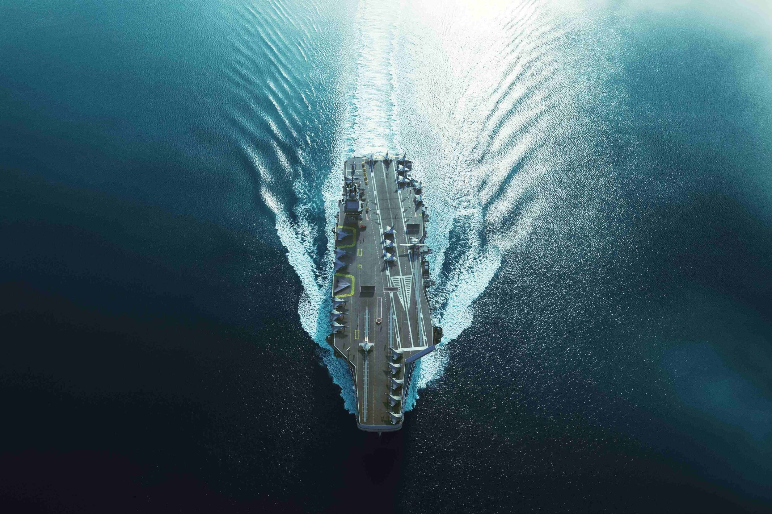 Un autre visuel du futur porte-avions français. © MO Porte-Avions / Naval Group / Chantiers de l'Atlantique / TechnicAtome