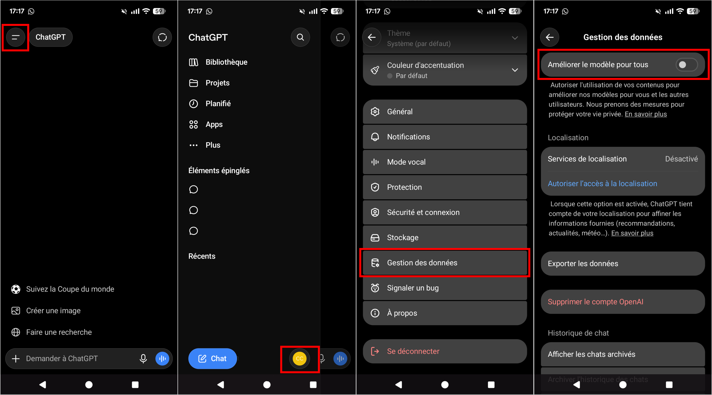 Désactivez l'entraînement des modèles sur mobile. © Clubic