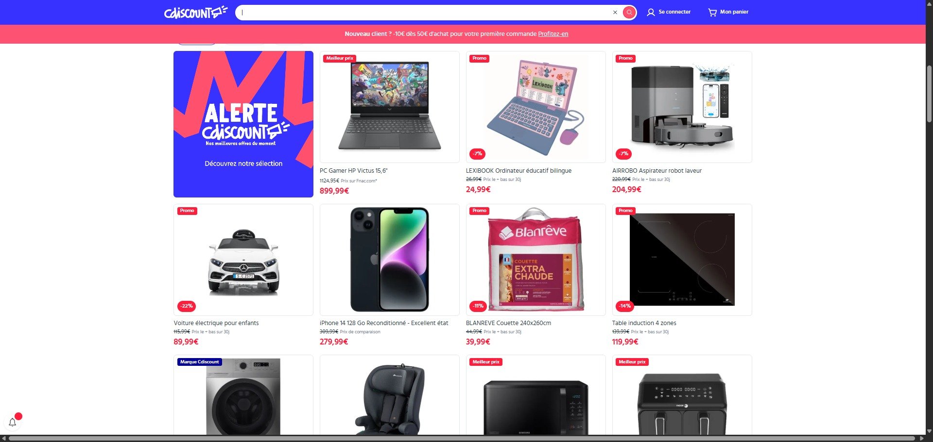 Capture d'écran du site Cdiscount. © Alexandre Boero / Clubic