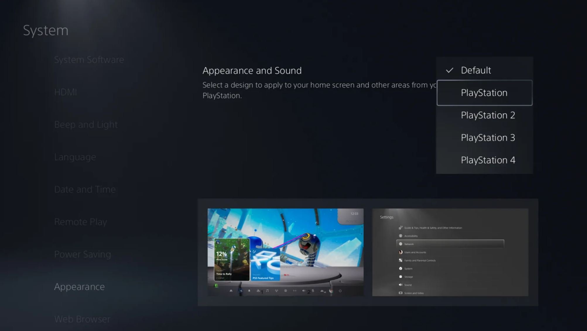 Les thèmes PlayStation sont de retour sur PS5 ! © Sony