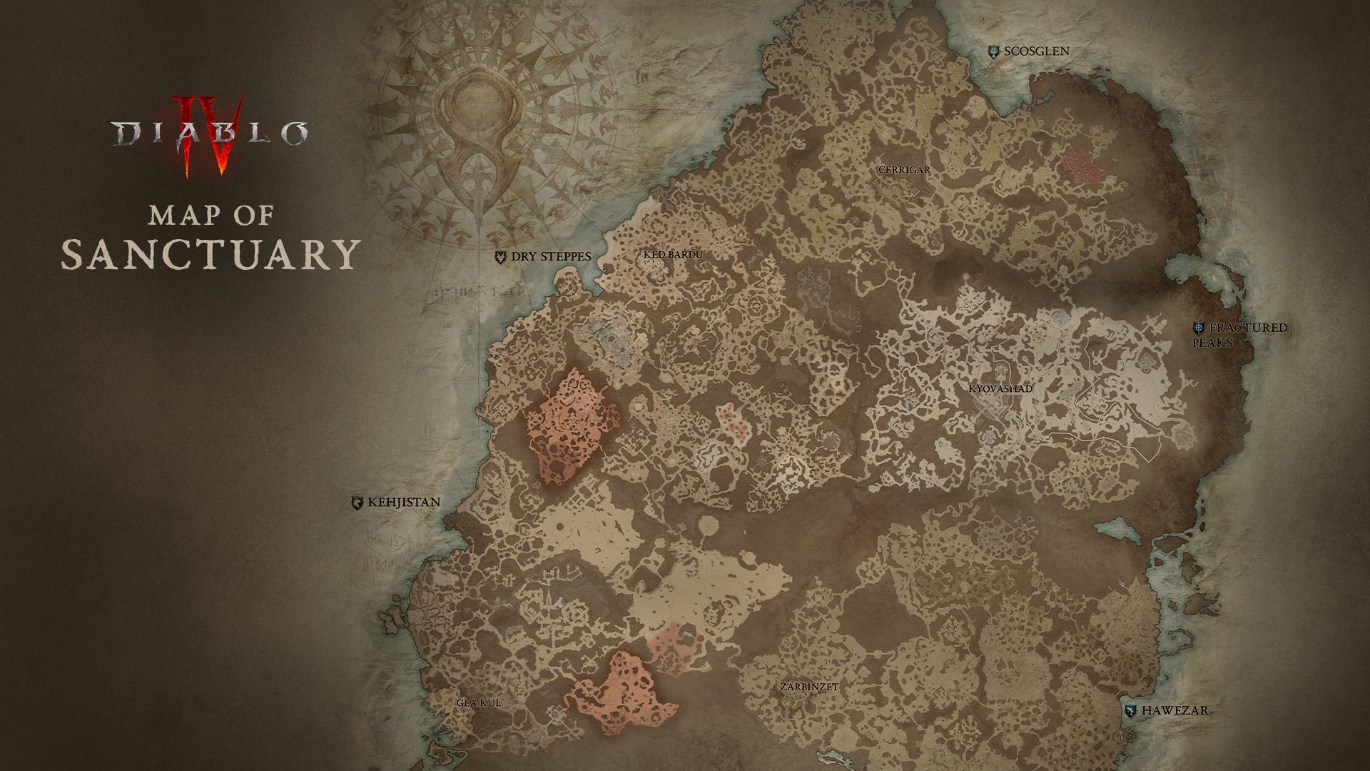 La carte de Sanctuaire que nous pourrons arpenter dans Diablo IV © Blizzard