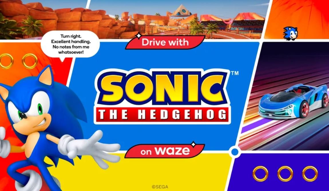 Sonic s'invite (aussi) dans nos voitures. ©SEGA / Waze