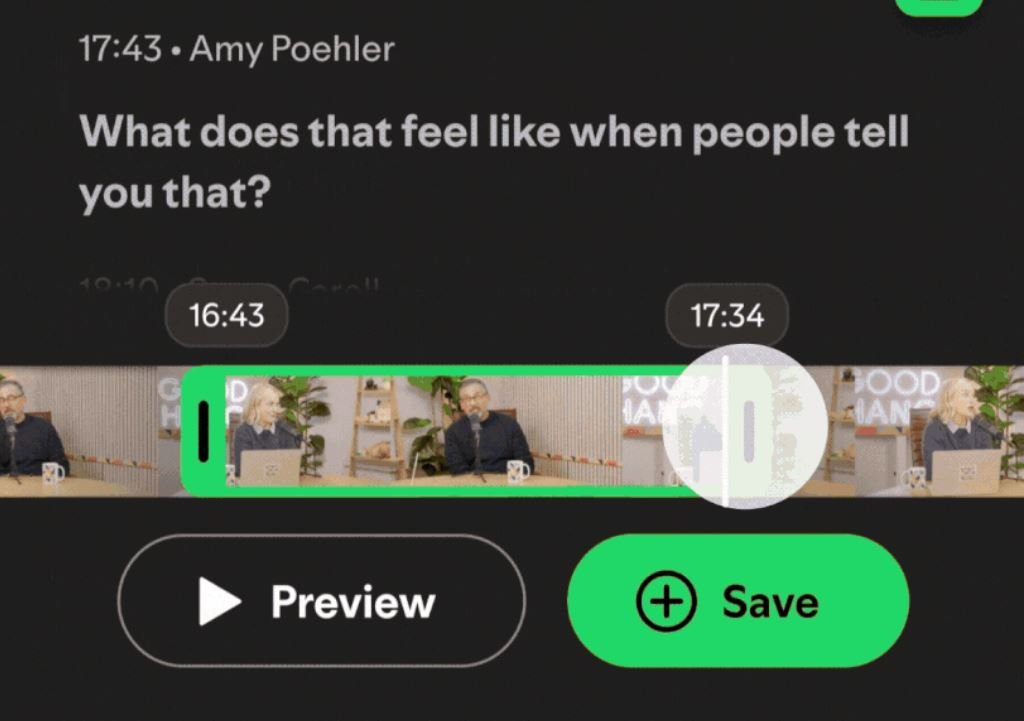 Créer un Clip nécessite quelques secondes. ©Spotify