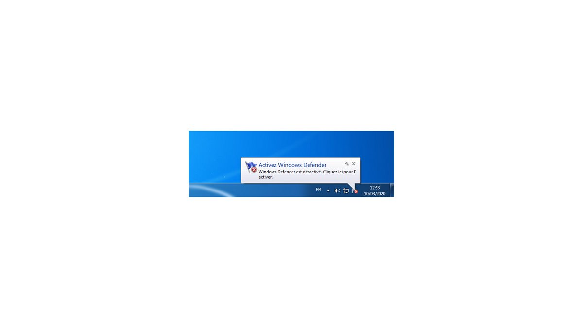Notification Windows qui vous incite à activer Microsoft Defender.