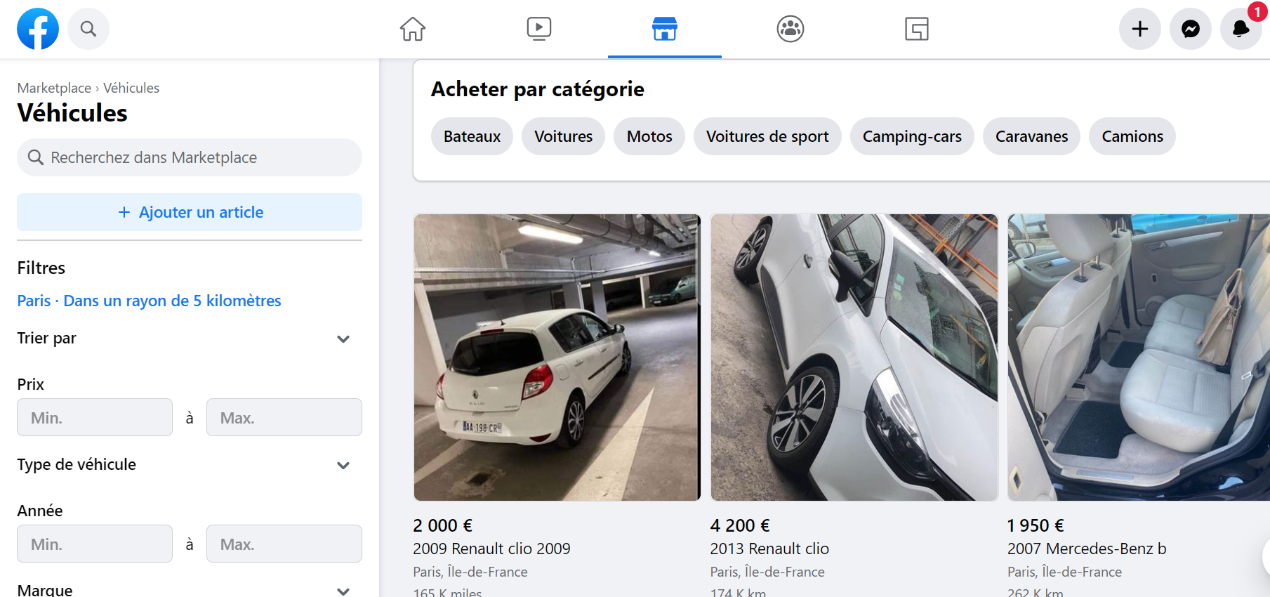 recherche détaillée facebook marketplace