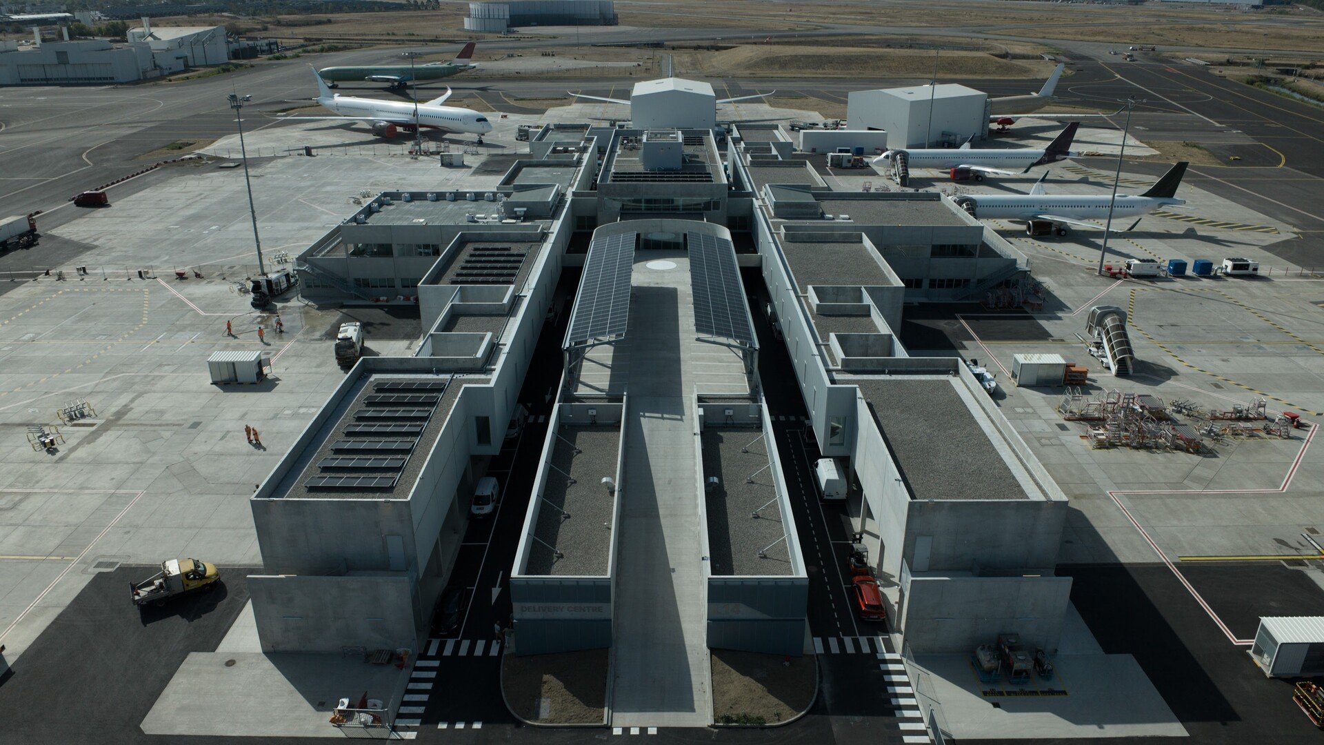 Le nouveau centre de livraisons d'Airbus, situé sur le site Jean-Luc Lagardère, au nord-ouest de Toulouse. © Airbus