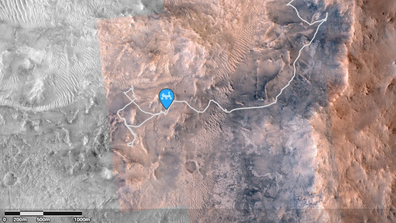 Depuis son atterrissage dans le cratère Jezero, le 18 février 2021, Perseverance conduit tout seul l'essentiel de ses trajets - ©NASA