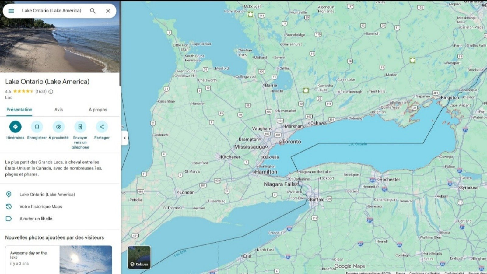 J'ai fait l'expérience, en tapant dans mon Google Chrome « Lake America » et voici le résultat - ©Capture d'écran Google Maps / Mélina LOUPIA