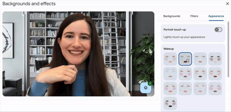 Les différents effets de maquillage, appliqués et gérés par l'IA ©Google