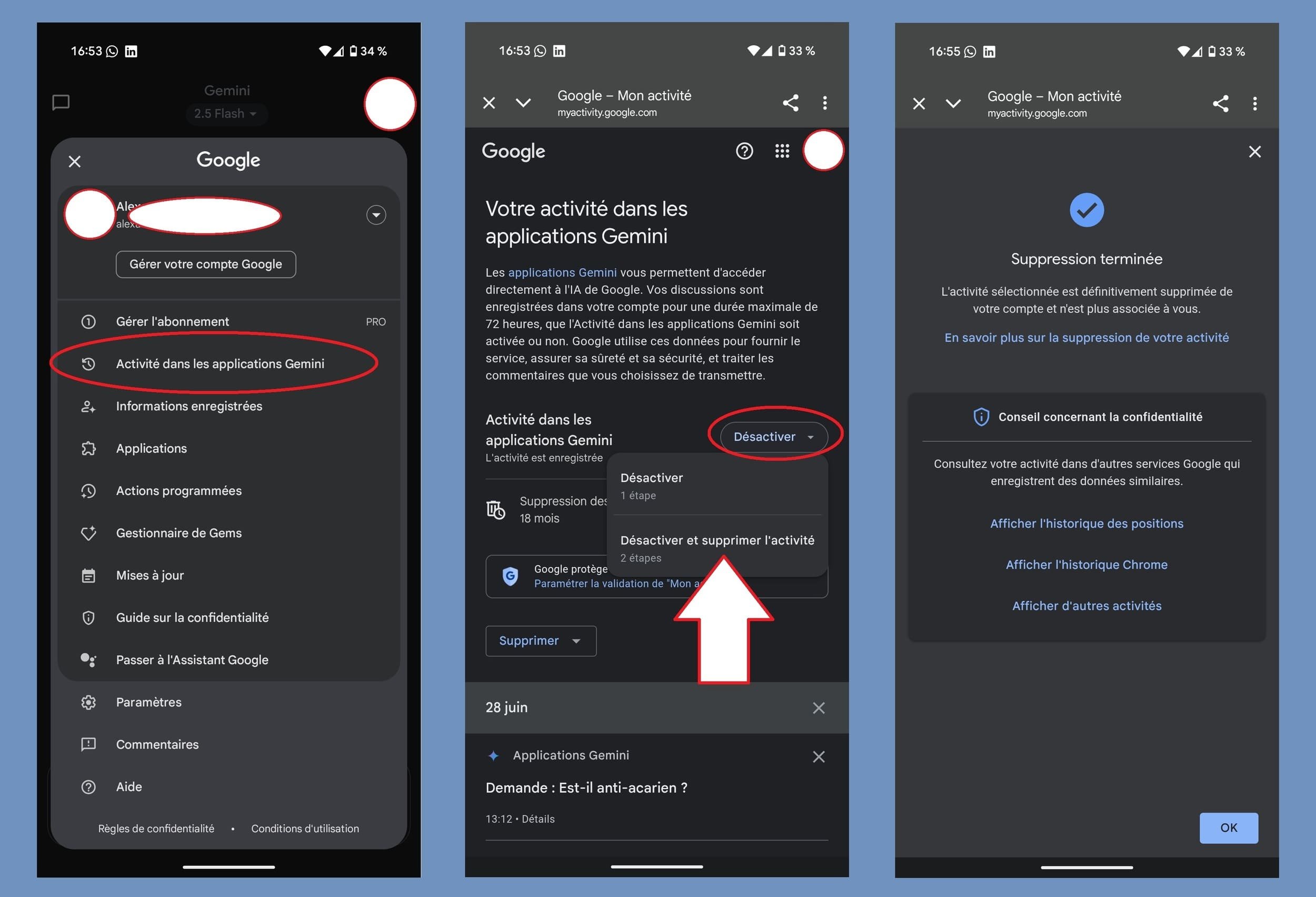 On vous montre la première étape vers la désactivation partielle de Gemini © Alexandre Boero / Clubic