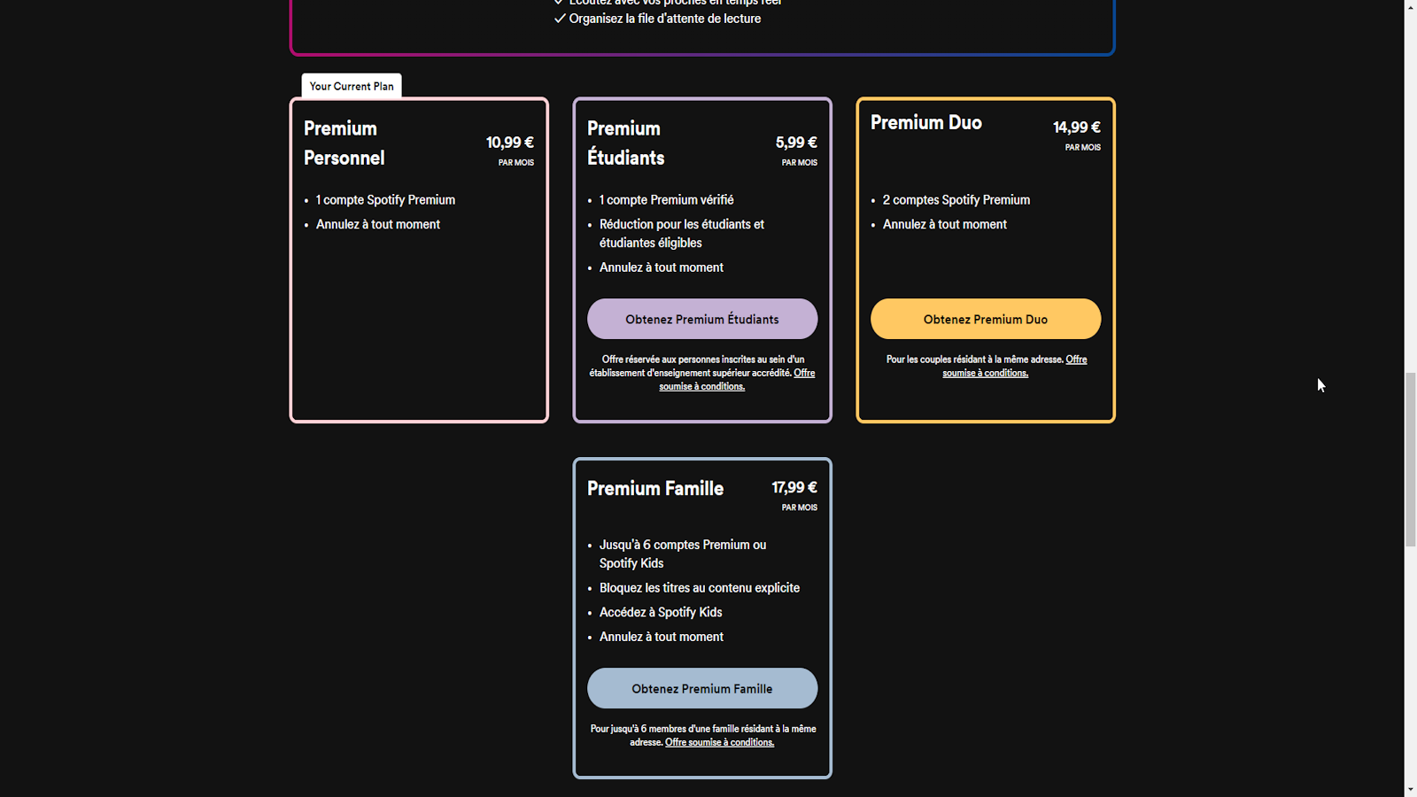 Les différents abonnements Spotify © Benoit Baylé pour Clubic