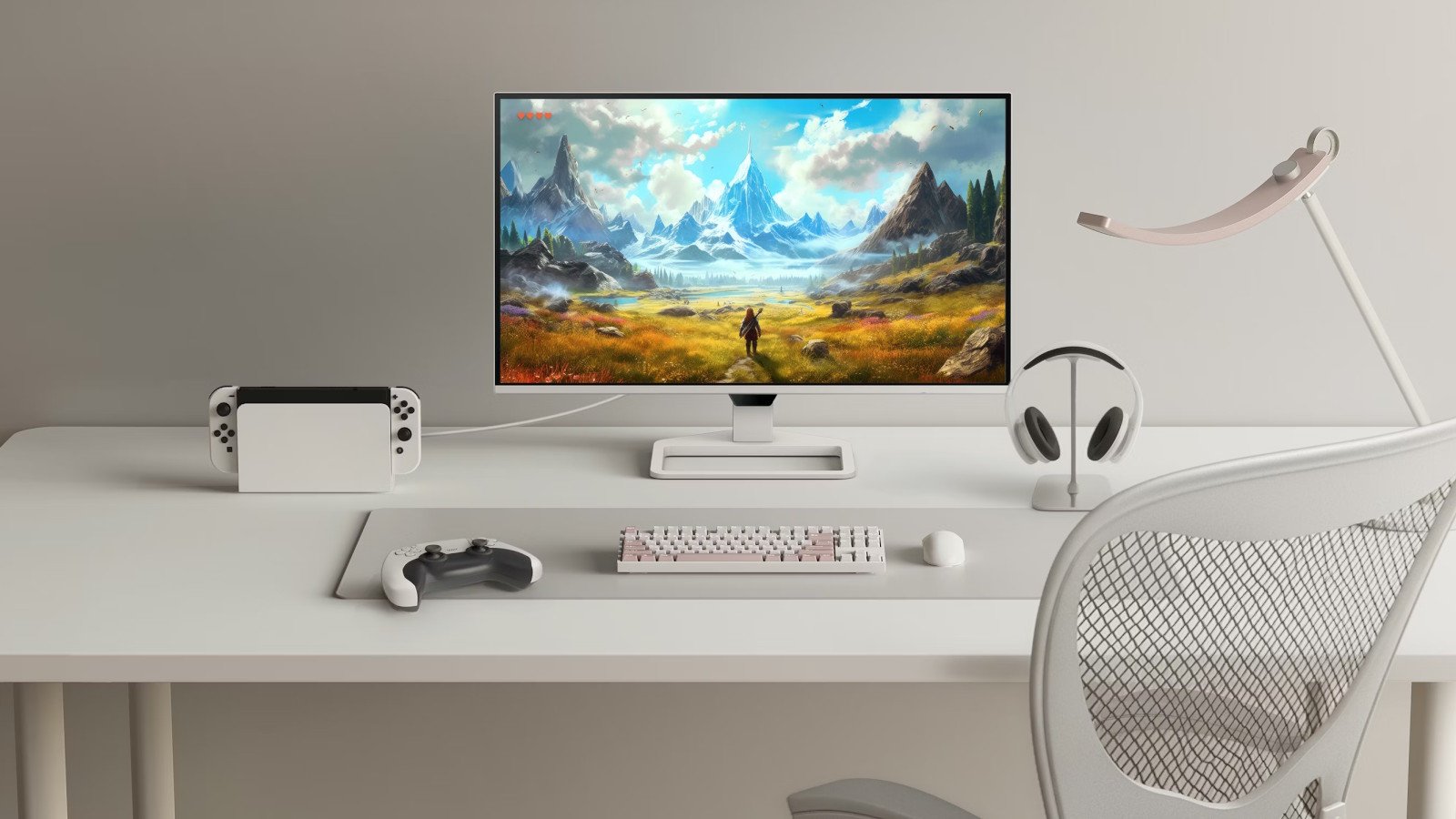 Vêtu de blanc, le moniteur 27 pouces EW270Q s'intègrera parfaitement dans la chambre d'un ado ou sur le bureau d'un étudiant ou d'un télétravailleur.©BenQ