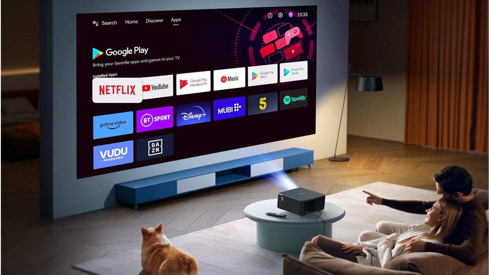 YABER K2s Projecteur 4K Google TV WiFi 6 Bluetooth Son JBL 20W