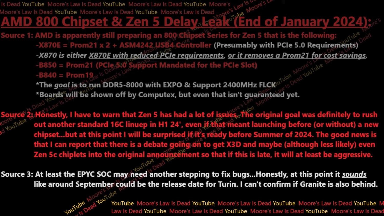 Spéculations autour du chipset X870E © Moore's Law is Dead