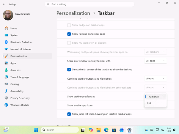 Le nouveau mode « List » doit remplacer les miniatures de la barre des tâches par une liste affichant uniquement l’icône et le titre de chaque fenêtre. © Windows Latest
