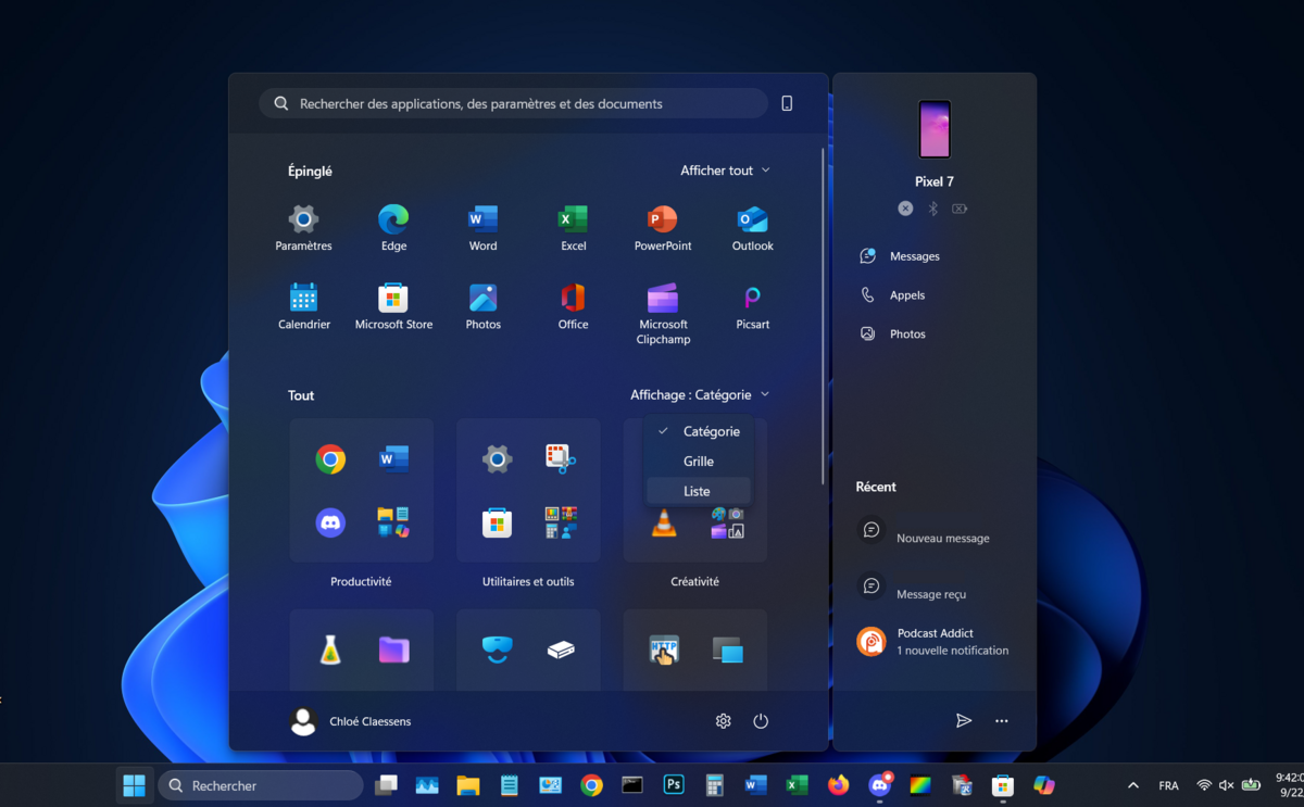 Le nouveau menu Démarrer sera l'une des seules nouveautés visibles de Windows 11 25H2. © Clubic