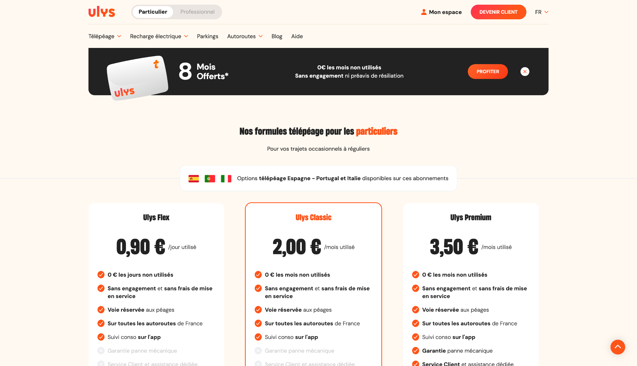Badge Ulys - les tarifs pour les particuliers