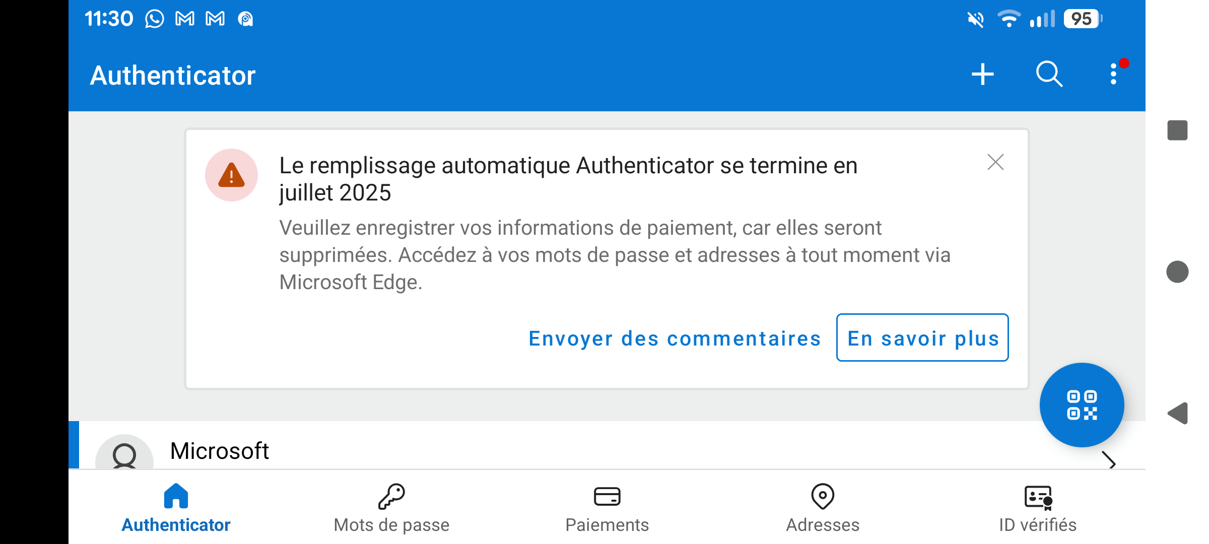 C'est désormais écrit noir sur blanc : Microsoft Authenticator ne prendra plus en charge le remplissage automatique des identifiants à partir du 1er juillet prochain. © Clubic