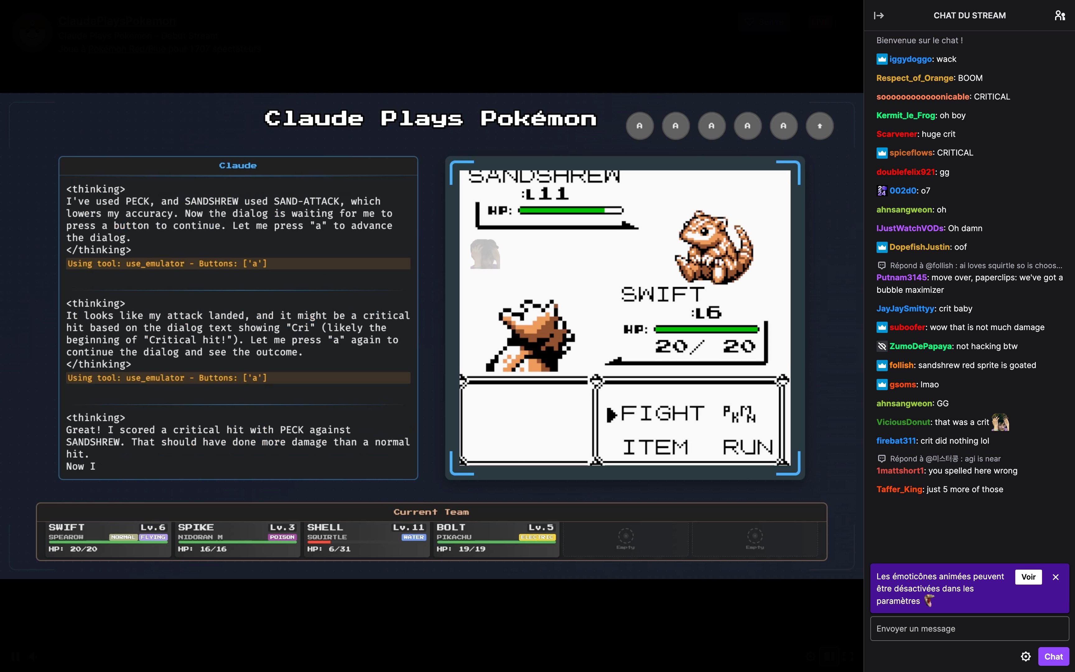 Claude Plays Pokémon. © Clubic