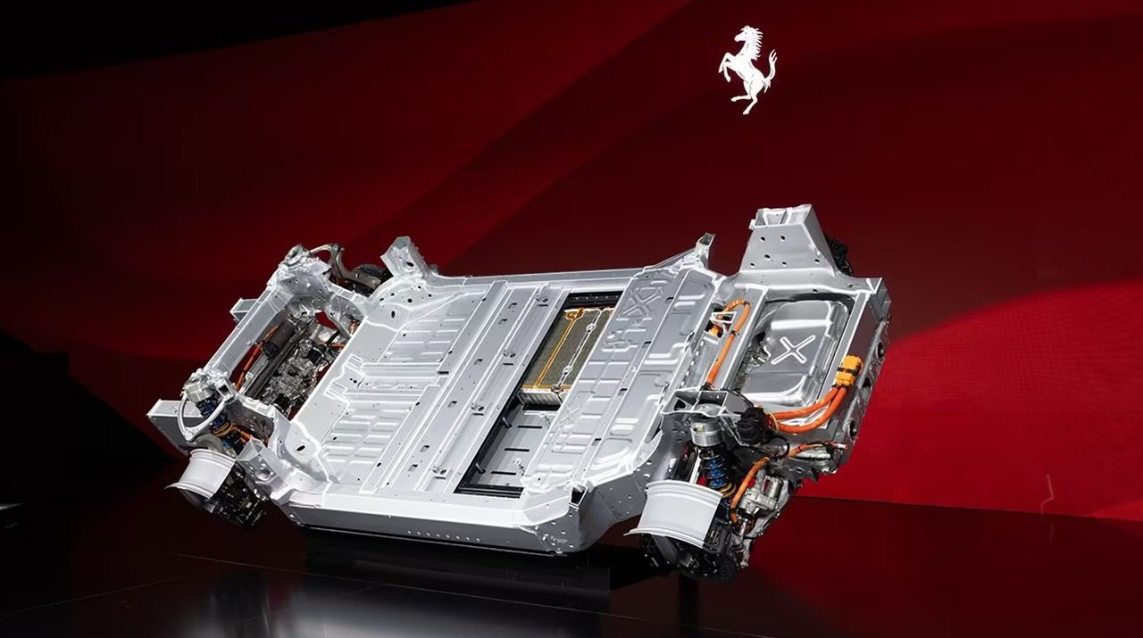 Le châssis de la première 100 % électrique de la marque au cheval cabré: la Ferrari Elettrica - ©Ferrari