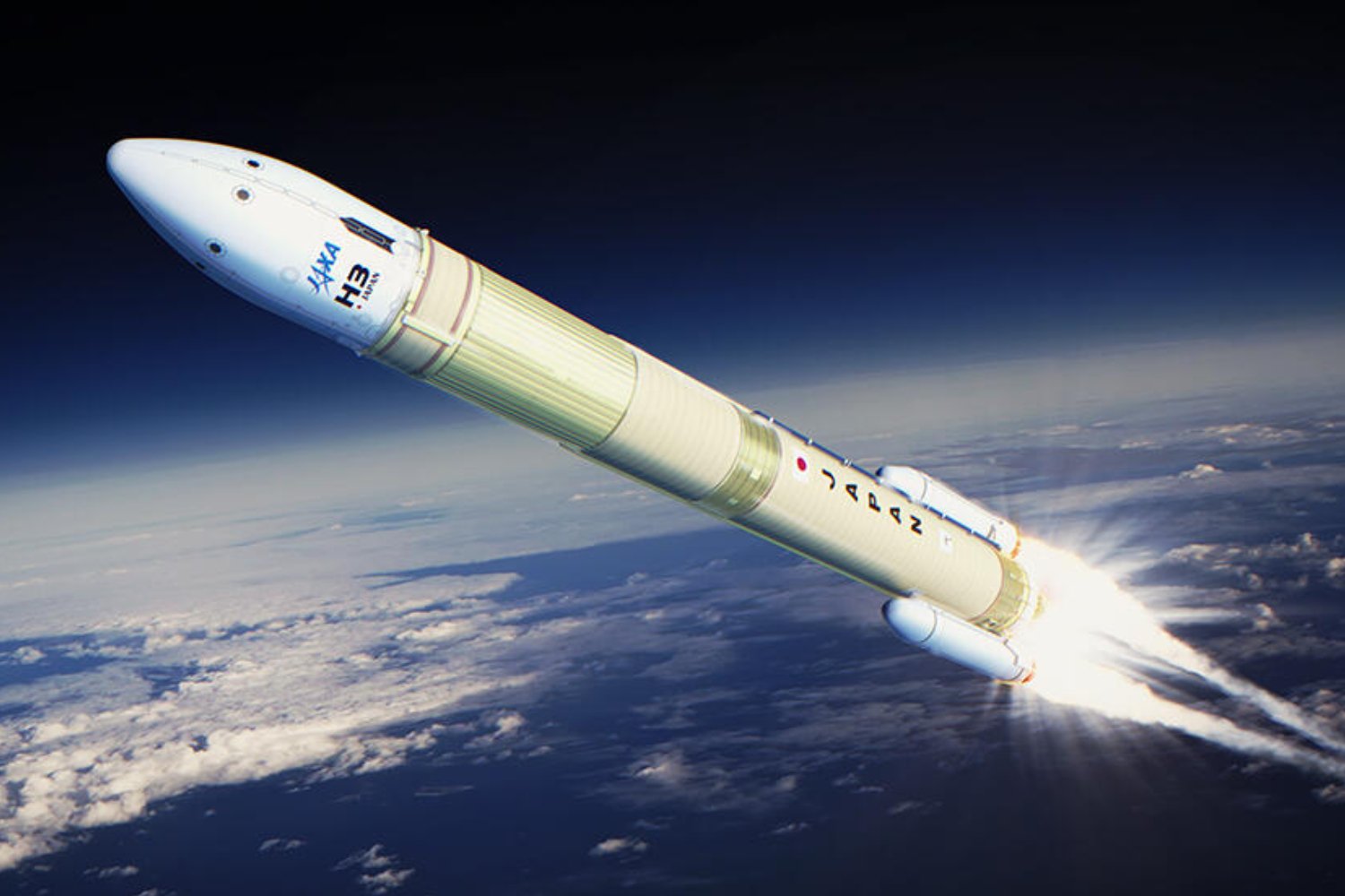 Vue d'artiste de la fusée H3. ©JAXA