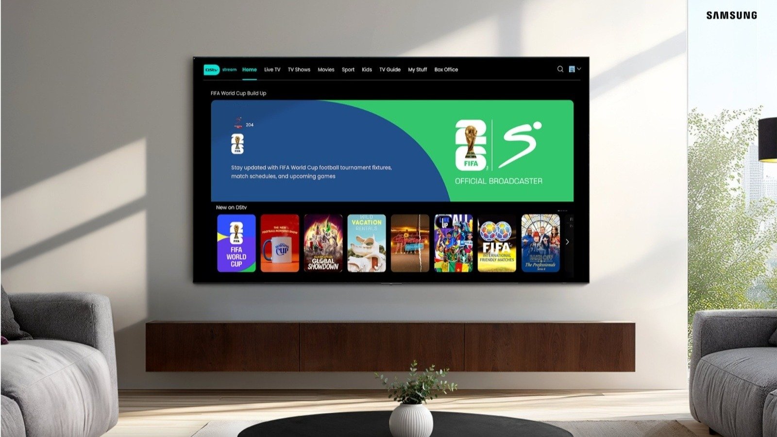 En Afrique du Sud, au Nigeria, au Kenya, en Angola, en Tanzanie, en Ouganda, en Zambie et au Zimbabwe, DStv Stream est donc désormais disponible sur toutes les Smart TV Samsung, sur l'écrann d'accueil - ©Samsung
