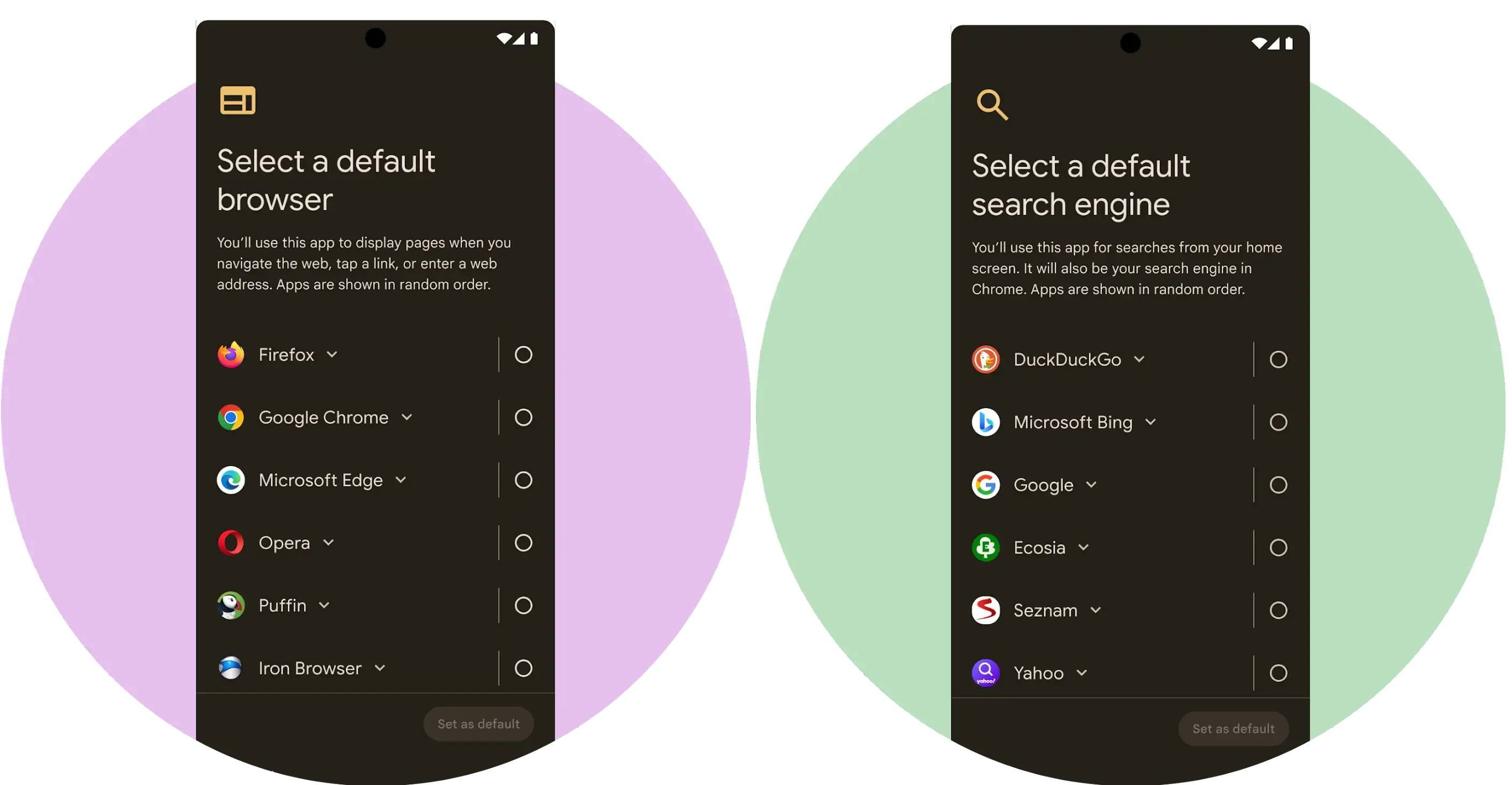 L’écran de choix qui sera proposé sur Android à partir du 6 mars 2024 © Google