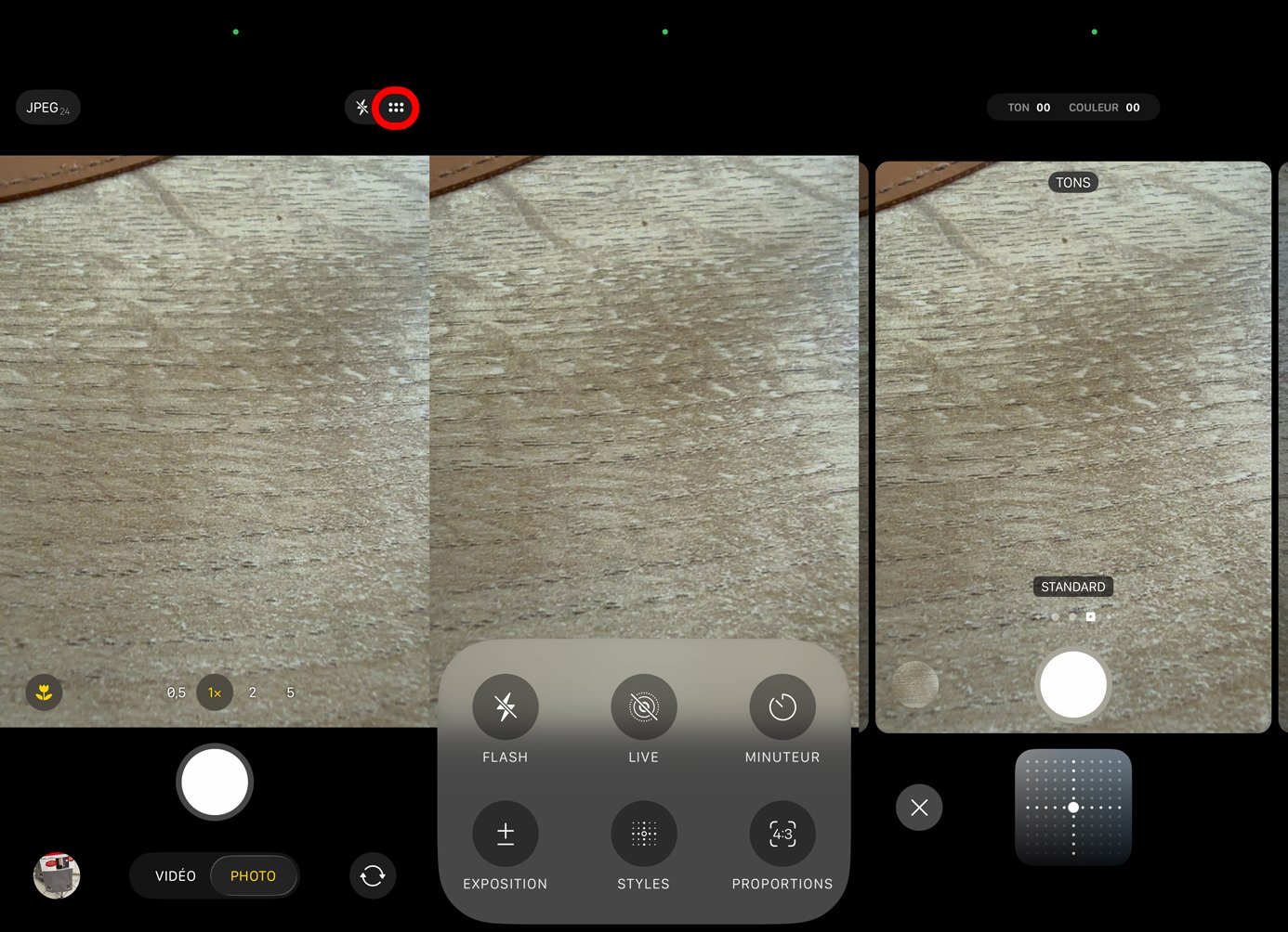 Le menu des styles sur iPhone 16 Pro Max. ©Charles Gouin-Peyrot pour Clubic