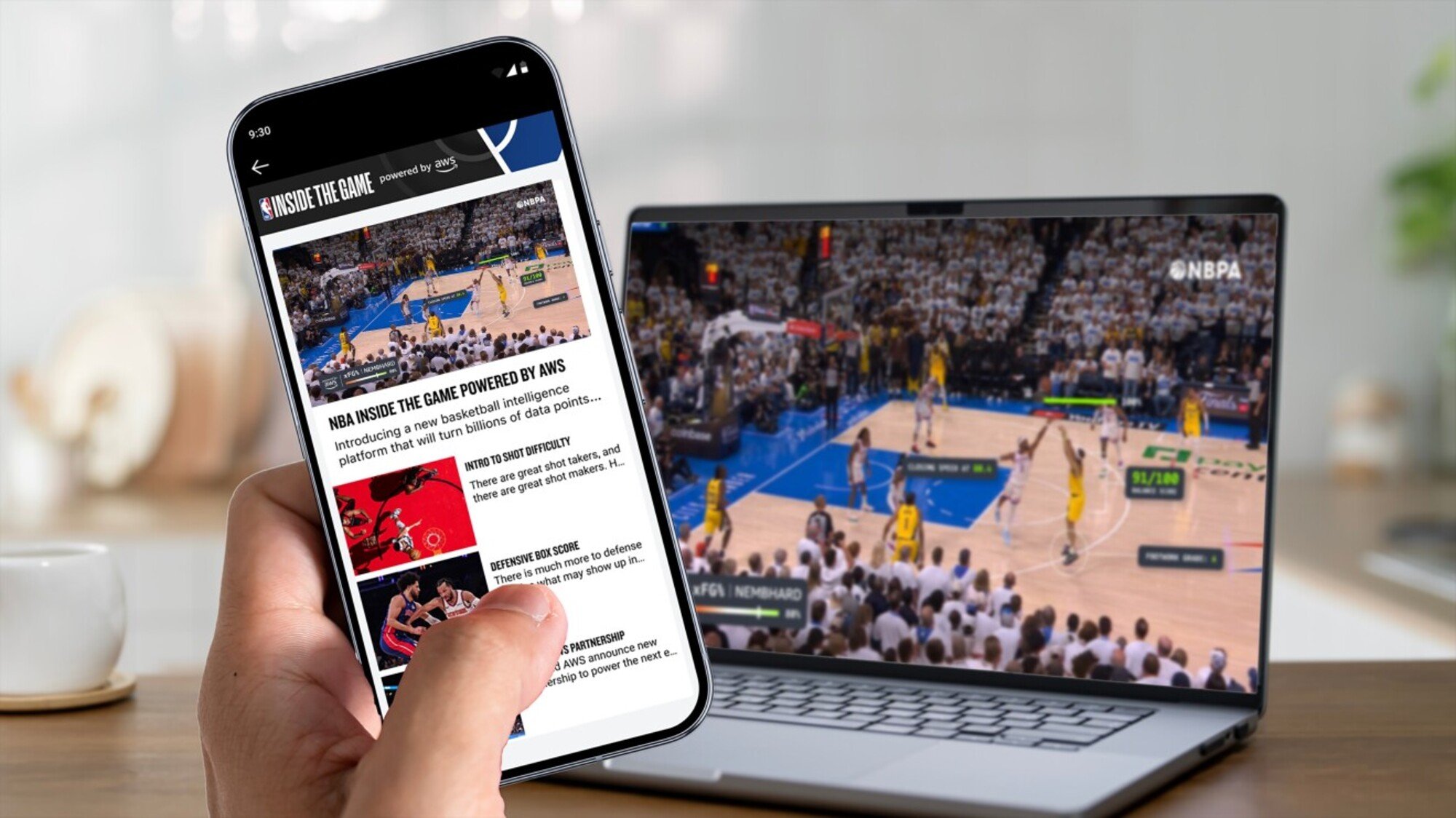 Un aperçu de la plateforme et application "NBA Inside the Game" © AWS